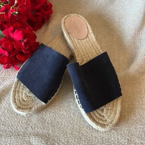 J. Crew Valencia Navy Suede Flat Slip On Espadrilles Size 7